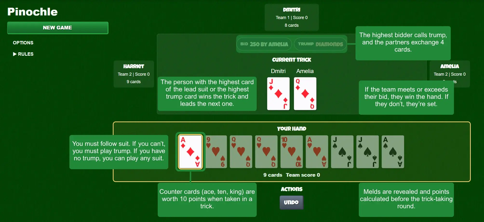 Pinochle card game rules